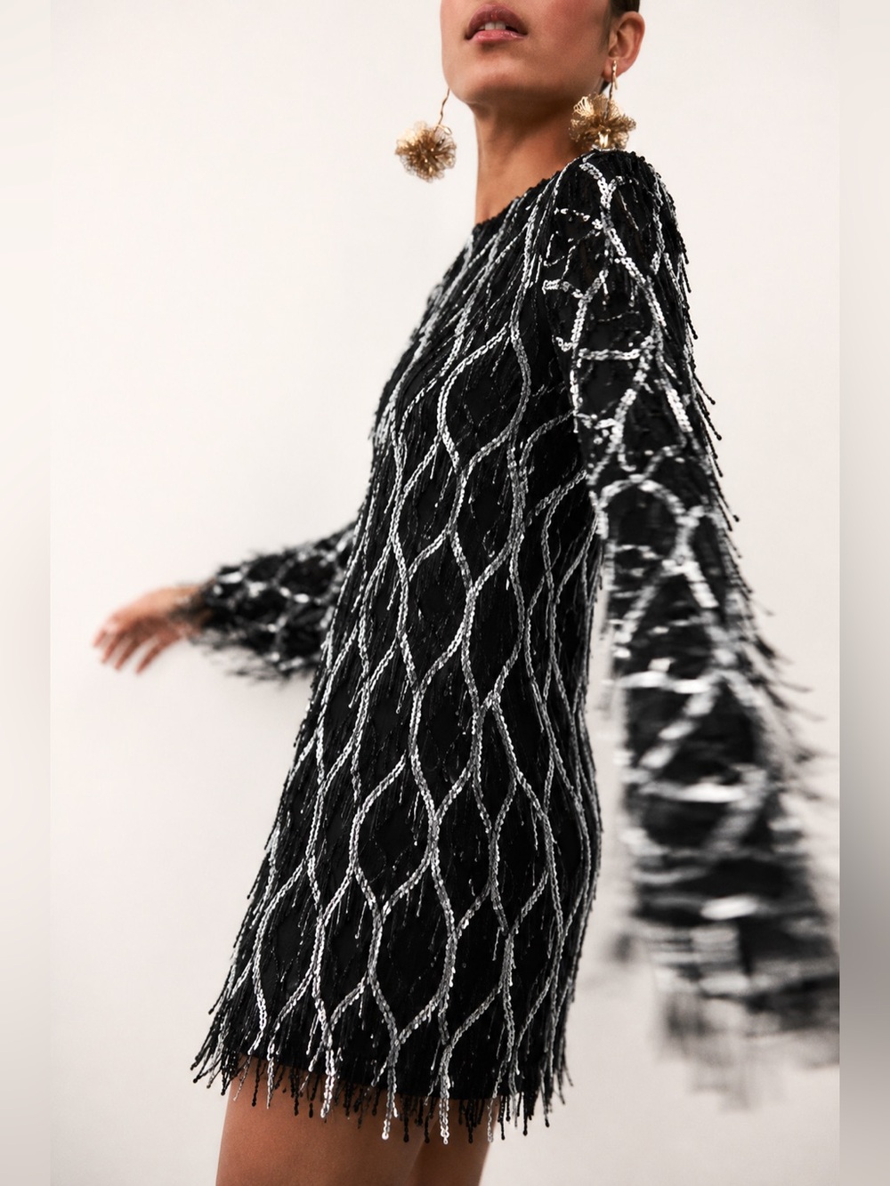 ZARA MINI DRESS WITH FRINGING AND SEQUINS - Picture 5 of 16